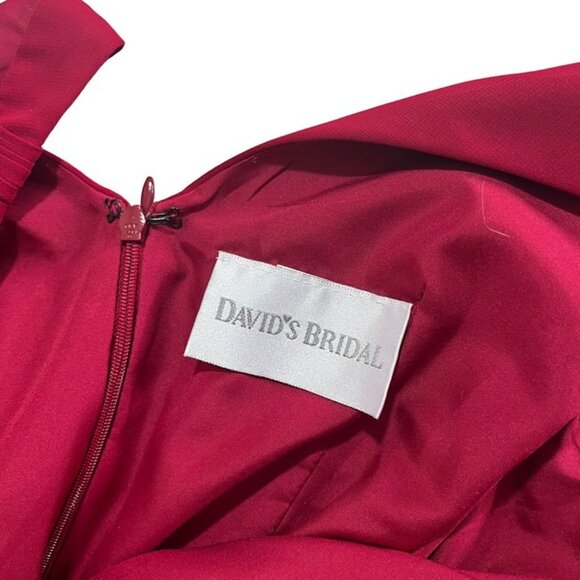 David's Bridal Women's dress S red faux wrap v neck sleeveless flowy - Picture 7 of 7